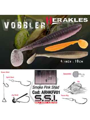 SHAD VOBBLER 4" 10cm SMOKE PINK SHAD