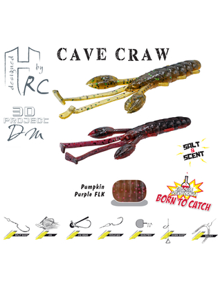 CAVE CRAW 3.8" 9.6cm Green Pumpkin Purple Flk