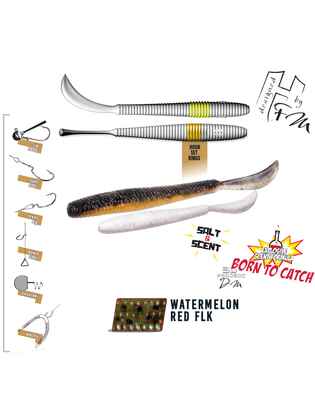 LEFTAIL WORM 3.4" 8.6cm Watermelon Red Flakes