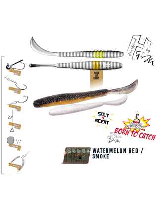 LEFTAIL WORM 4.8" 12cm Watermelon Red Smoke