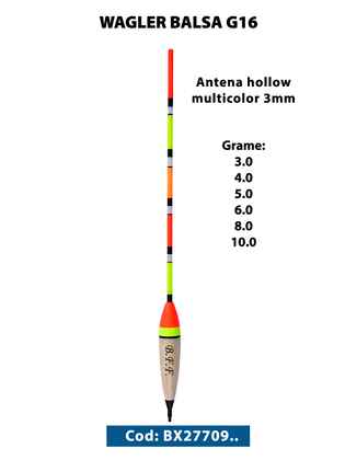 WAGLER BALSA G16 10gr Hollow Multicolor 3.0mm