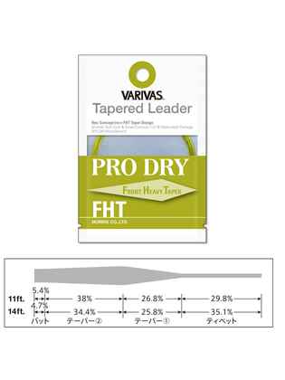 INAINTAS FLY TAPERED LEADER PRO DRY FHT 5X 11ft 0.148mm-0.40mm