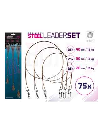 Set strune din oţel BOMB! Cu vârtej şi carabină / 7 fibre 75x /20,30,40cm/12kg