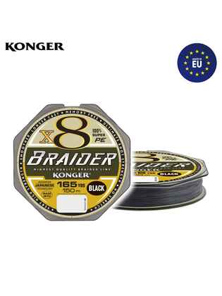 Konger Fir Textil Braider X8 Black (negru) 150m, 0.25mm, 30.1kg