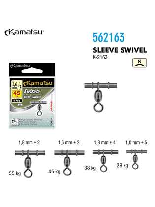 Kamatsu Varteje Culisante K-2163 SS-Nickel, marimea 4 + tub 1.3mm, rezistenta 38kg (5buc/plic)