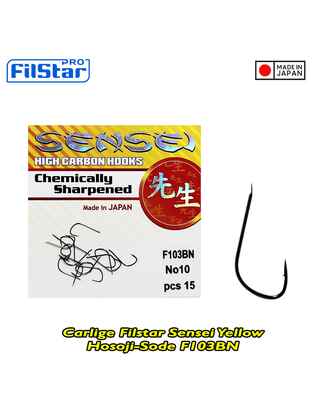Filstar Sensei Yellow carlige Hosoji-Sode cu paleta, serie F103BN, culoare Black Nickel, marime 12 (15buc/plic)