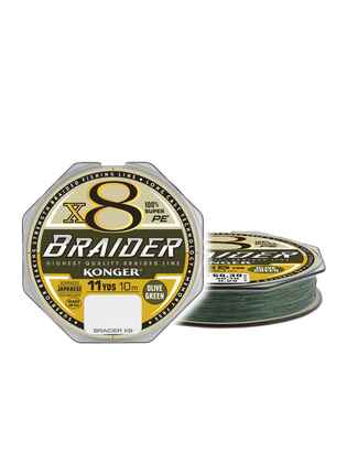 Konger Fir Textil inaintas Braider X8 Olive Green (verde masliniu) 10m, 0.20mm, 25.3kg