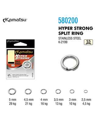 Kamatsu Inele despicate Hyper Strong din otel inoxidabil K-2199 SS, 6mm (10buc/plic)