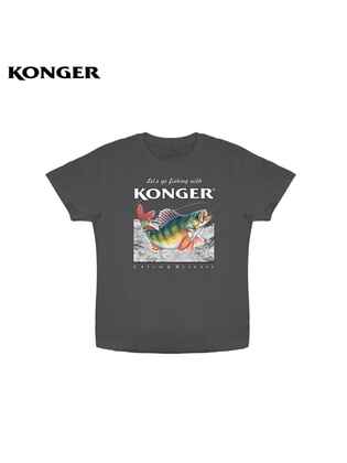 Konger Tricou maneca scurta imprimat cu biban, marime XXL