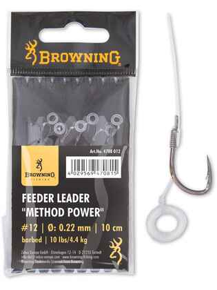 Carlige Legate Browning Barbless No.10 10cm 0.22mm Pellet Band Feeder Leader Method