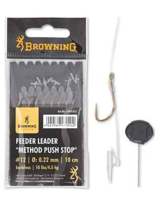 Carlige Legate Browning Barbless No.18 10cm 0.22mm Feeder Leader Method Push Stop
