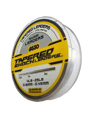 Fir Asso Tapered Shock Leader 0.20/0.57mm 2.72kg-20.41kg 15m Clear
