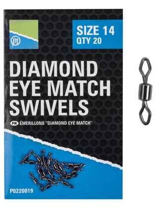 VARTEJ PRESTON DIAMOND EYE MATCH SWIVELS, 20 buc/plic
