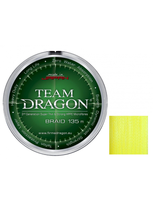 FIR TEXTIL TEAM DRAGON BRAID 0.12MM/10,40KG 135M YELLOW FLUO
