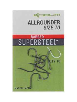 Carlige Korum Allrounder Supersteel Barbed, 10buc/plic, Nr.10