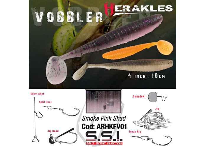 SHAD VOBBLER 4" 10cm SMOKE PINK SHAD