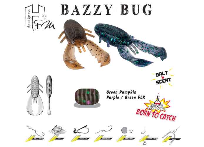 BAZZY BUG 3.2" 8cm Green Pumkin Purple/Green Flk