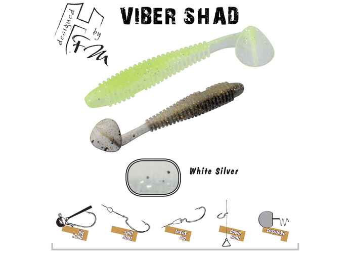 VIBER SHAD 3.8" 9.7cm WHITE SILVER