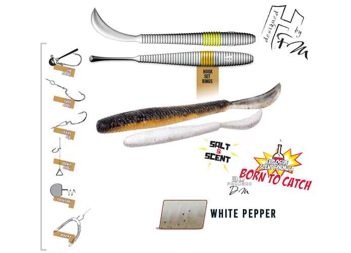 LEFTAIL WORM 4.8" 12cm White Pepper