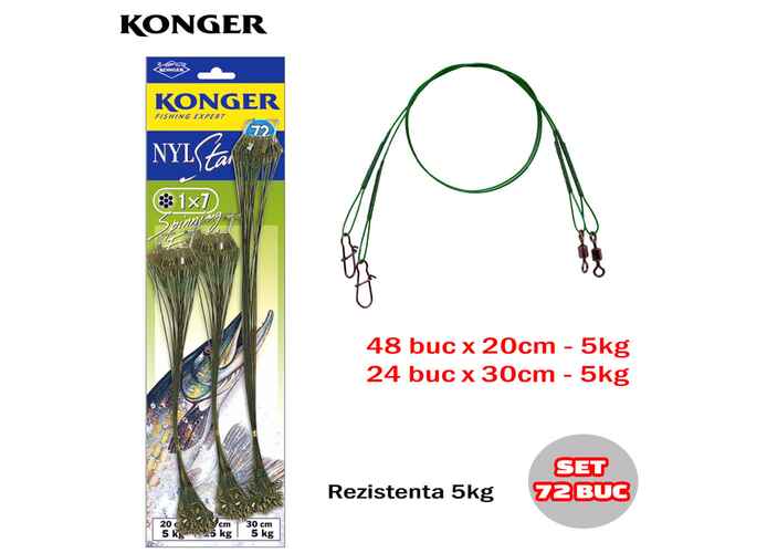 Konger set 72 strune rapitori Nylstar 1×7, 20cm si 30cm, 5kg