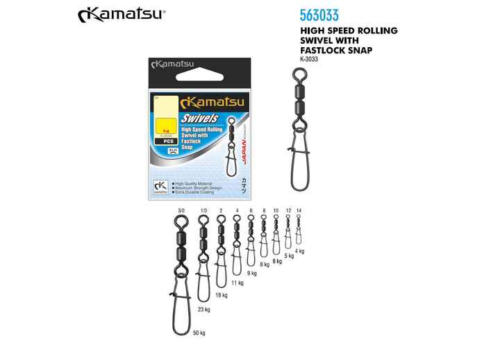 Kamatsu Agrafa Fastlock Snap cu vartej dublu K-3033, marime 12/5kg (5buc/plic)