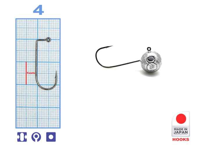 M.Hooks MicroJig Bila, marime 4, 8gr (5buc/plic)