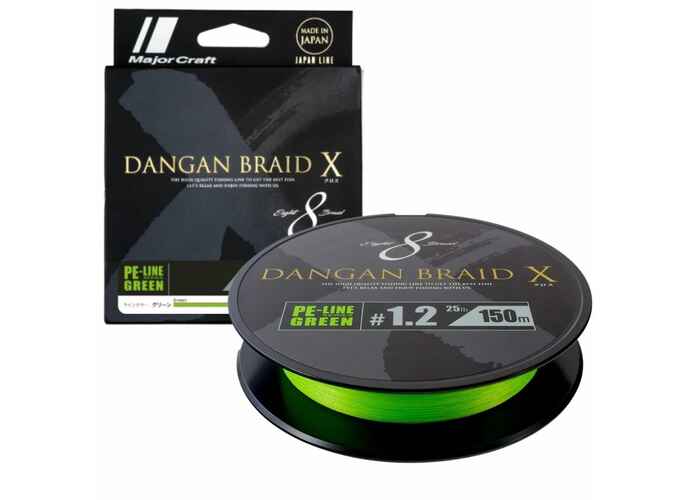 FIR TEXTIL MAJOR CRAFT DANGAN BRAID X 8X 150m #0.6 12lb Fluo Green