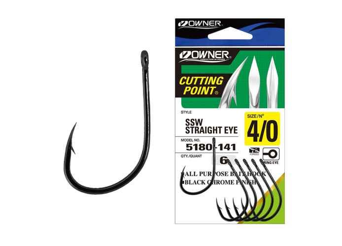 Carlig Owner 5180 SSW Straight Eye Black Chrome (Marime carlig(No): 1/0, Buc/pac c: 8)