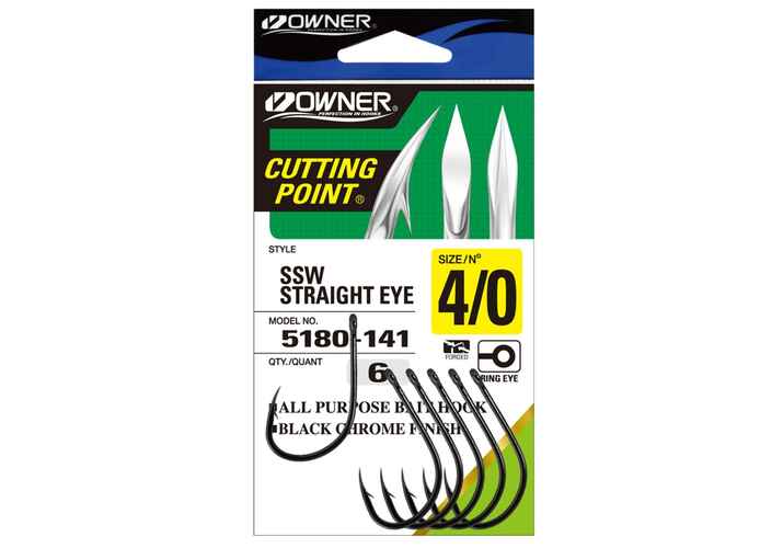 Carlig Owner 5180 SSW Straight Eye Black Chrome (Marime carlig(No): 1/0, Buc/pac c: 8)