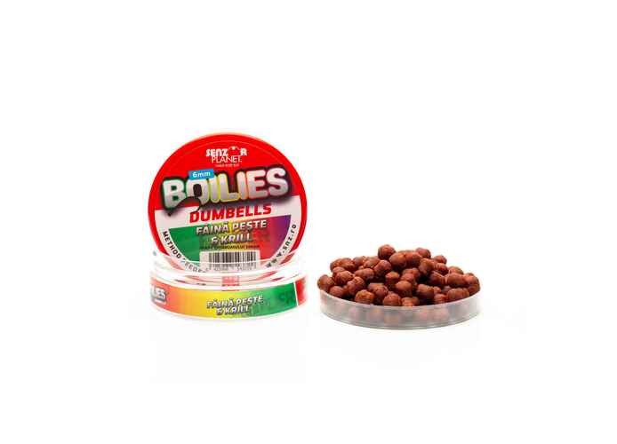 BOILIES DUMBELLS METHOD FEEDER PENTRU CARLIG FAINA PESTE & KRILL 6mm 40g