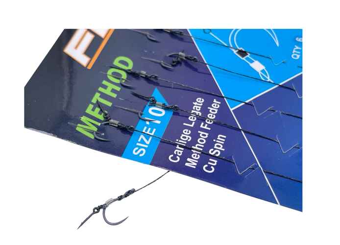 SET RIGURI FL METHOD FEEDER CU SPIN 7mm, CARLIG METHOD FARA BARBETA, 6buc