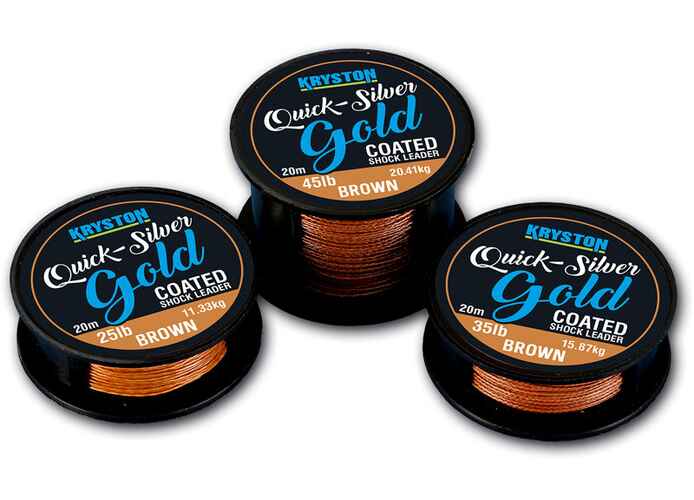 FIR QUICKSILVER GOLD COATED SHOCK LEADER 20m 25lb Gravel Brown