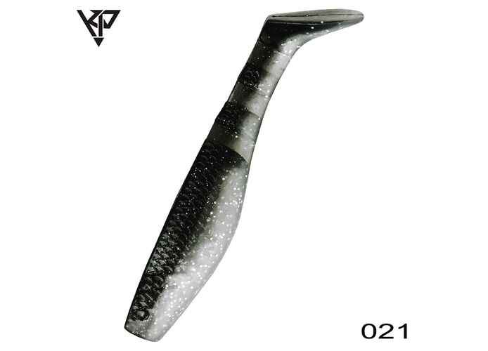 KP Baits Original Shad 5CM (2 inch), culoare 021 (Black & White Glitter) (5buc/plic)