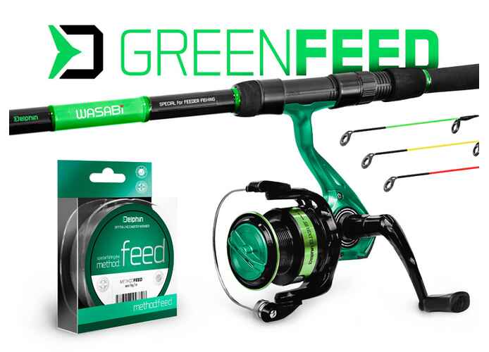 Set Feeder Delphin GreenFEED 360cm/100g+Mulineta Elixir 3T+Fir Monofilament 0,22mm, 200m